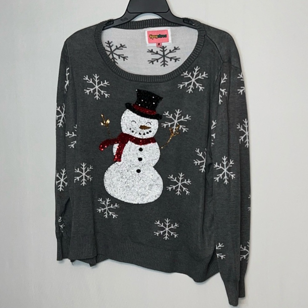 Women's Tipsy Elves Snowman Sweater with Snowflakes Size XXL.
